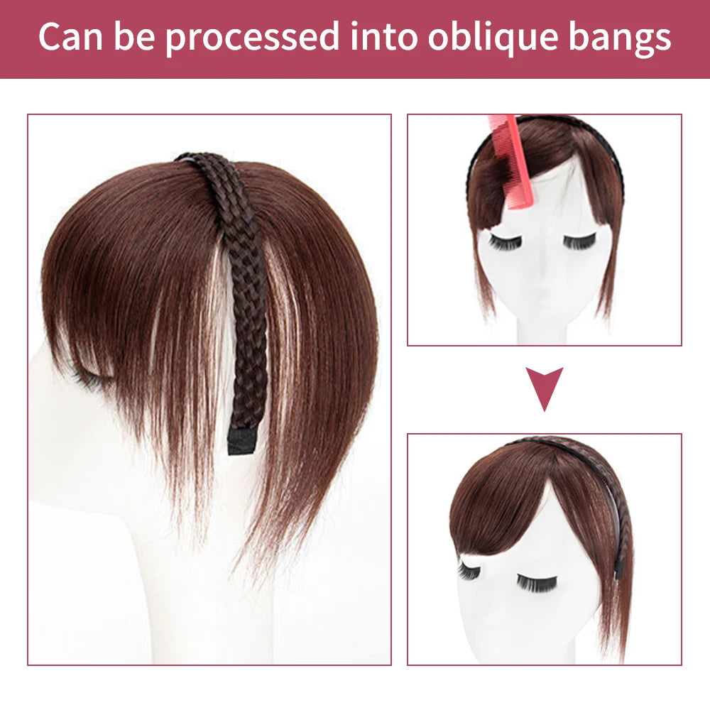 Wig Bangs Headband Synthetic Bangs Hair Extension and Accessories Fake Fringe Natural Hair Clip on Hairpieces for Women Invisible Natural Hair Wigs Clip
