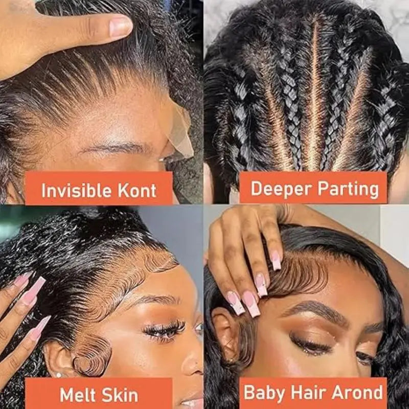 Nexora Curly Wigs 1b Black Wig Water Wave 360 human hair full lace wig Deep Wave Inviscid Strap Glueless Lace Wigs Bleached Knotted