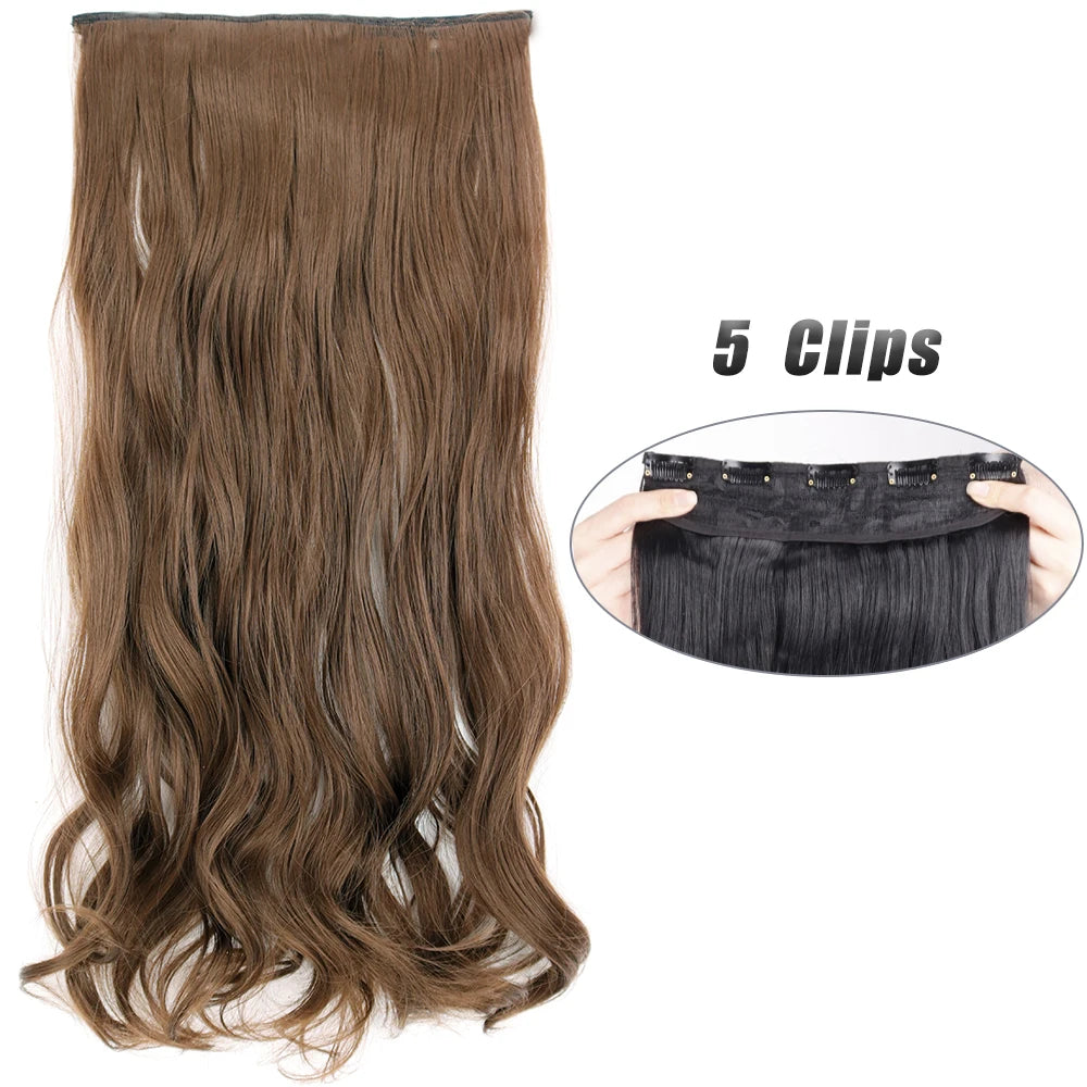 Synthetic Wig 5 Clip In Hair Accessories and Extensions Long Straight Wigs Hair Style Hairpiece Black Brown Blonde 80CM Natural Fake Hair For Women