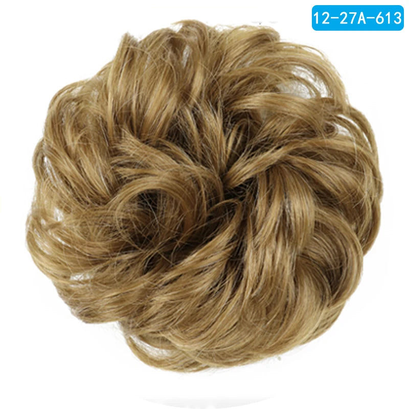 AZQUEEN Messy Bun Hair Extension Synthetic Elastic Band Curly Wave Chignon Scrunchies Donut Updo Hairpiece For Women