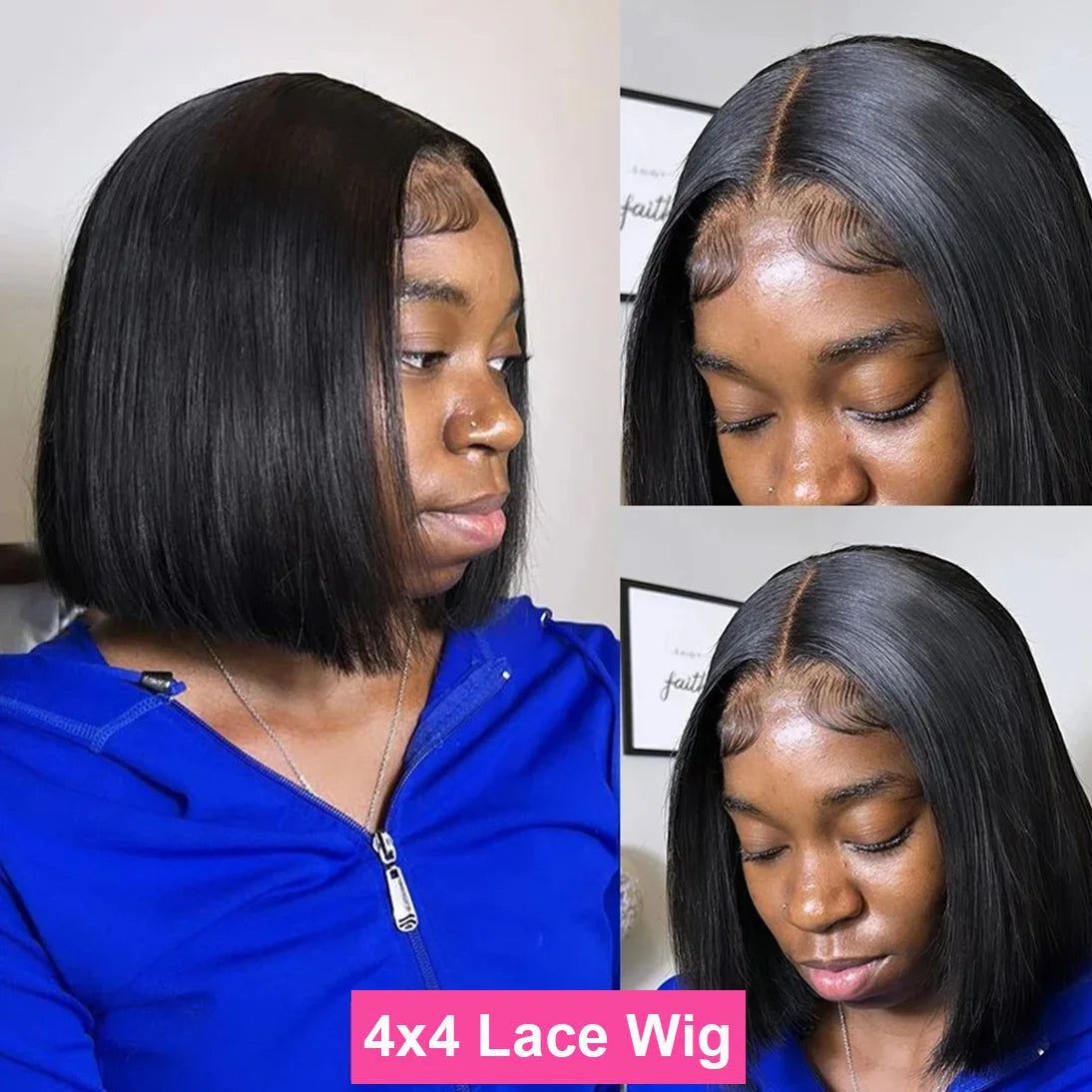 200% Density 13x4 Short Wig Bob Straight Brazilian Remy Hair Wigs HD Transparent Lace Full Lace Frontal Hair Style 4x4 5x5 Closure Wig 2x6 Lace