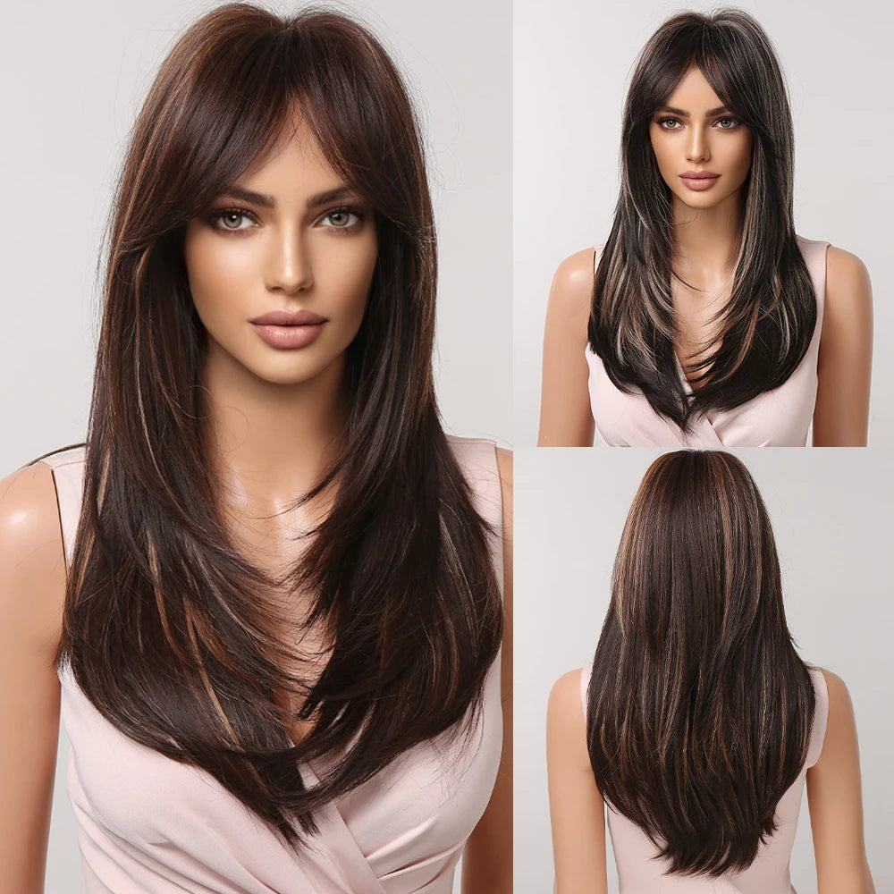 CharmSource Blonde Long Hair Natural Straight Wig Synthetic Wigs  for Women Daily Party High Density