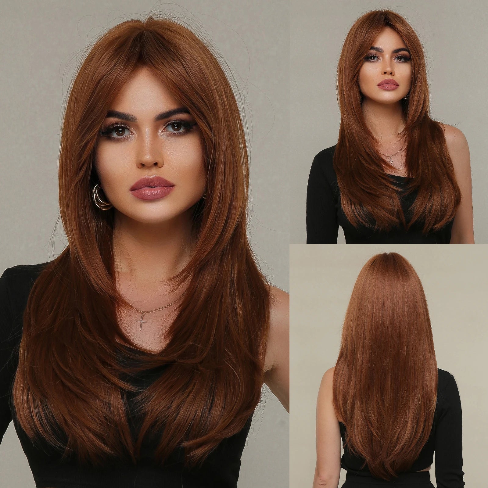 CharmSource Blonde Long Hair Natural Straight Wig Synthetic Wigs  for Women Daily Party High Density