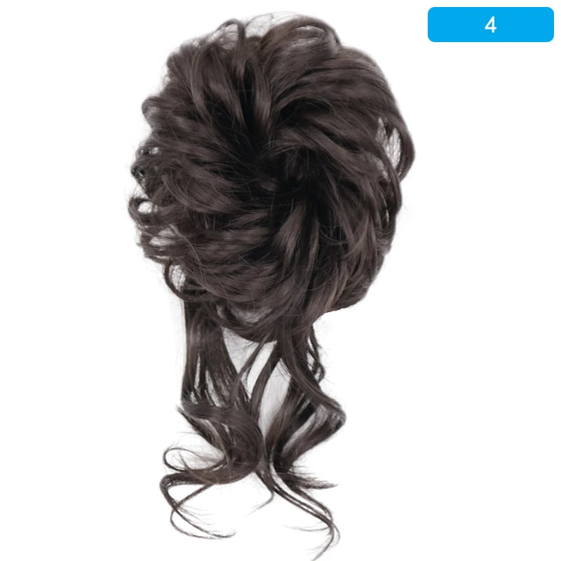 AZQUEEN Messy Bun Hair Extension Synthetic Elastic Band Curly Wave Chignon Scrunchies Donut Updo Hairpiece For Women