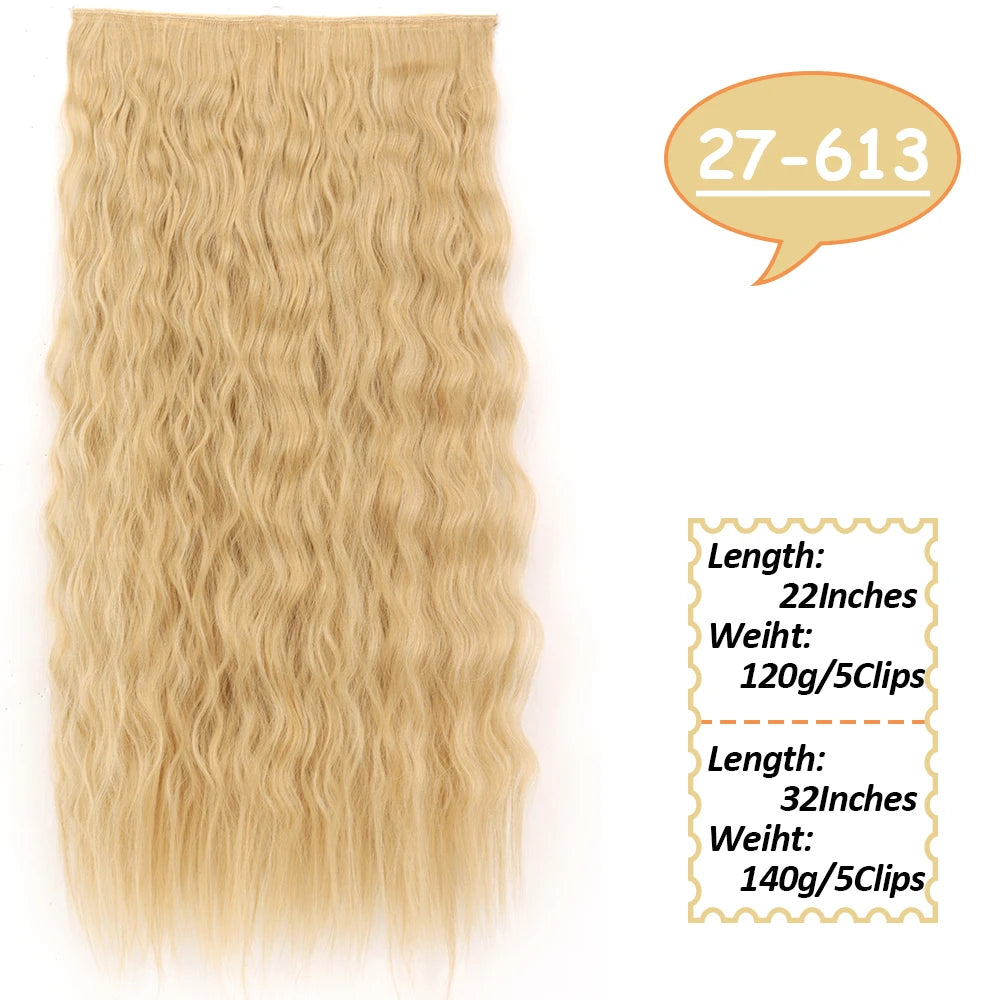 NICESY Synthetic Long Wavy 5 Clips Hair Extensions 22Inch/32Inch Clip On Hair Extensions High Tempreture Fake For Women