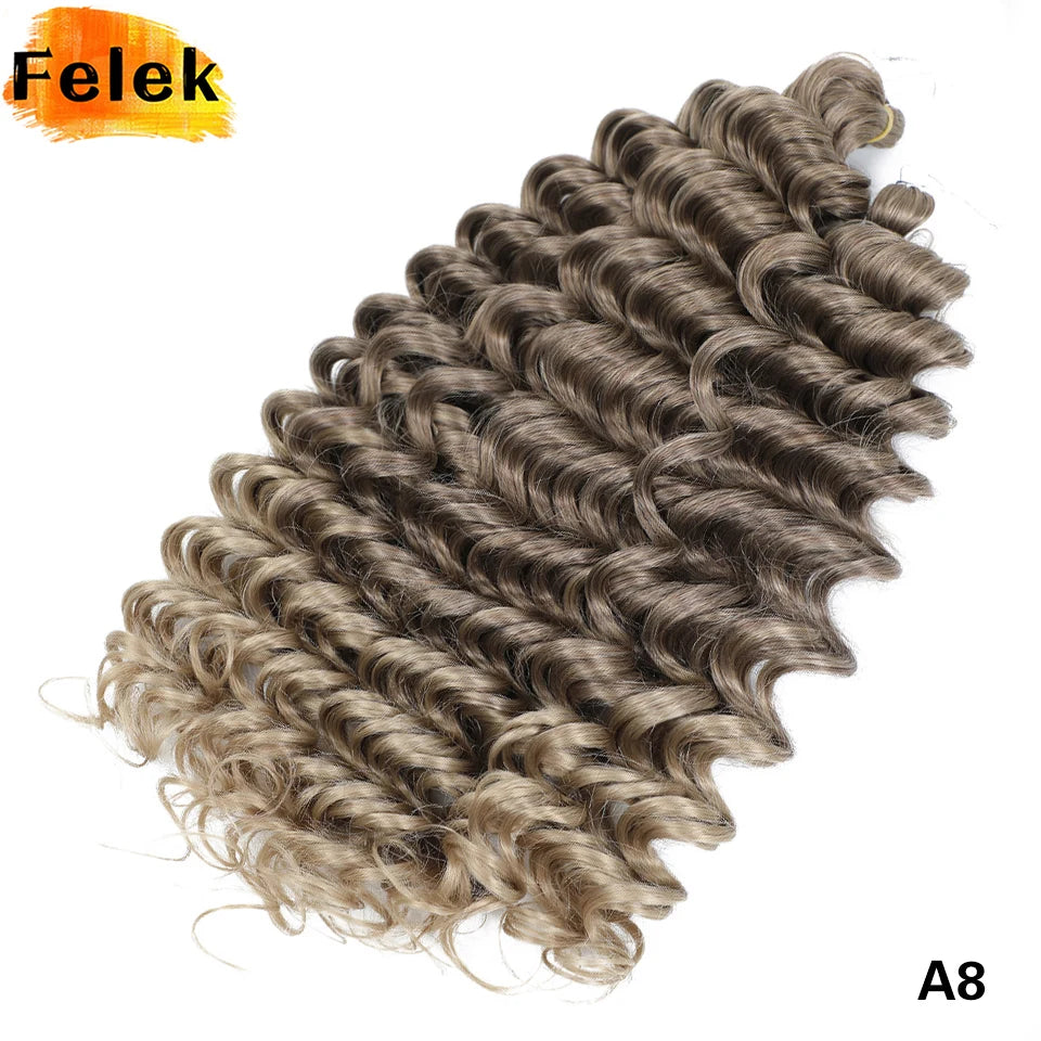 Wig Deep Wave Twist Braiding Hair Extensions and Accessories For Women High Quality Synthetic Crochet Braids Hair 24 Inch Wigs Ombre Bug Brown Afro Curls