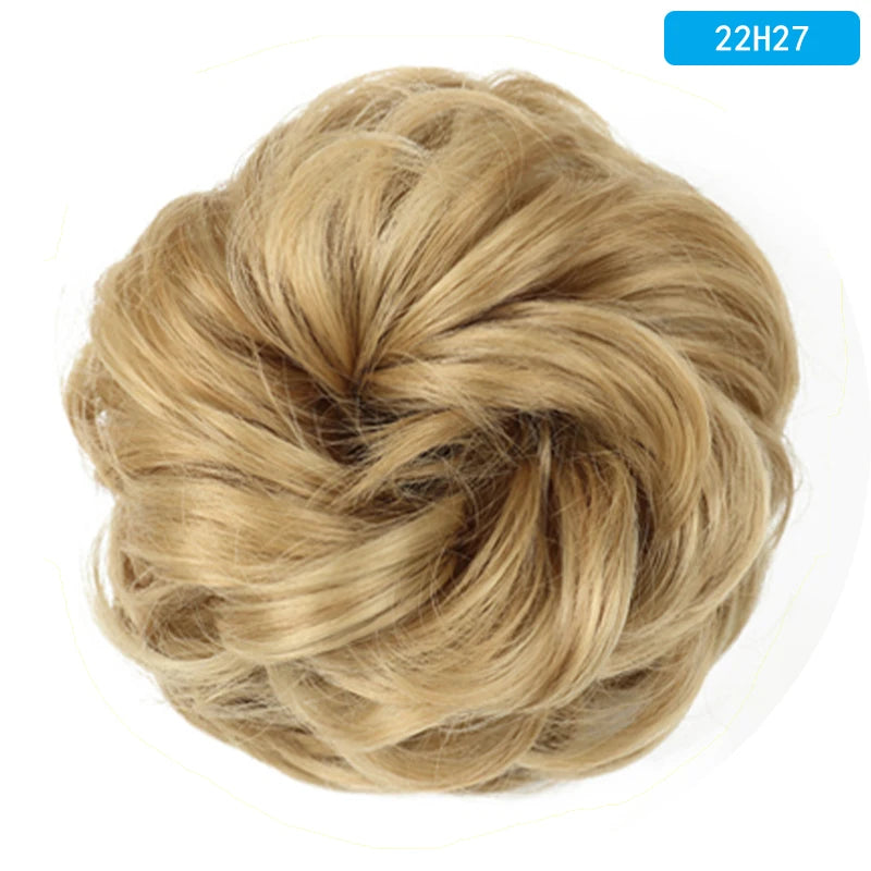 AZQUEEN Messy Bun Hair Extension Synthetic Elastic Band Curly Wave Chignon Scrunchies Donut Updo Hairpiece For Women