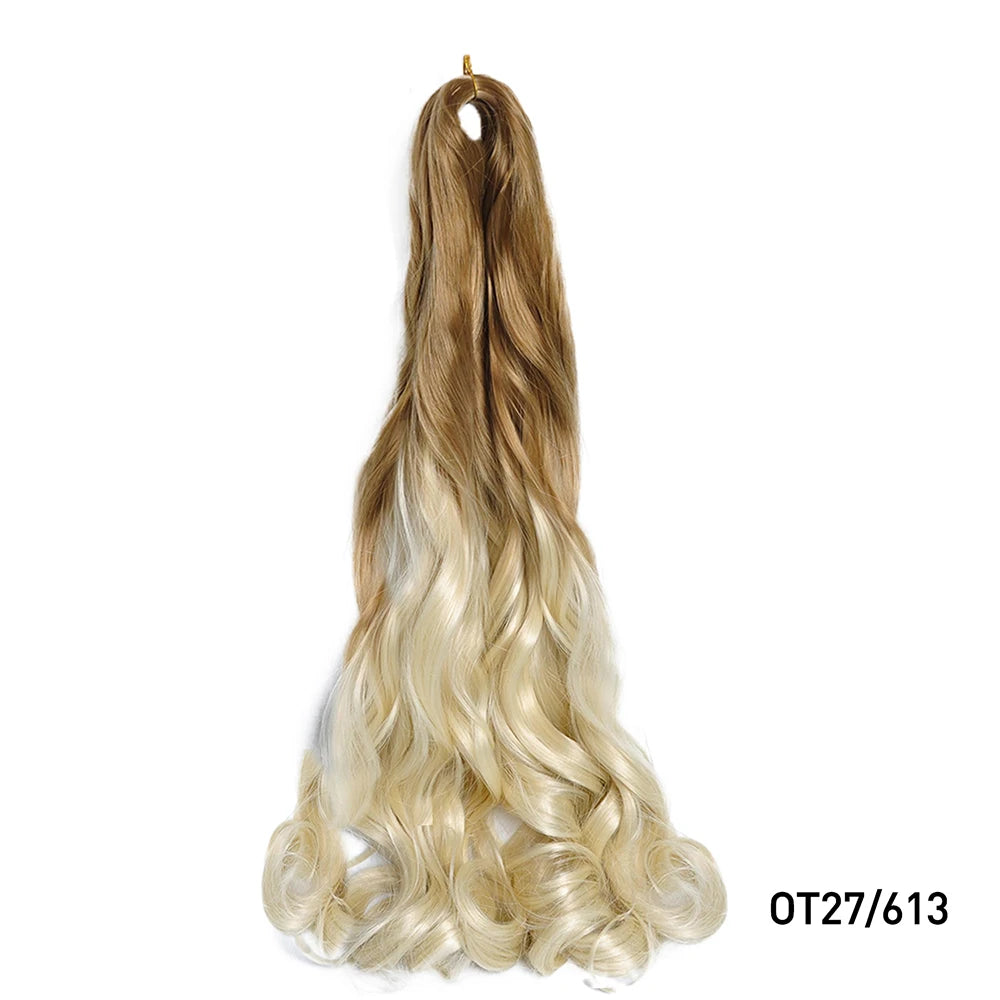 French Curly Braiding Hair Wigs Pre Stretched Bouncy Braiding Wig Hair Easy Braid Curl Braids, Lightweight Synthetic Wavy Hair Accessories and Extensions for Women