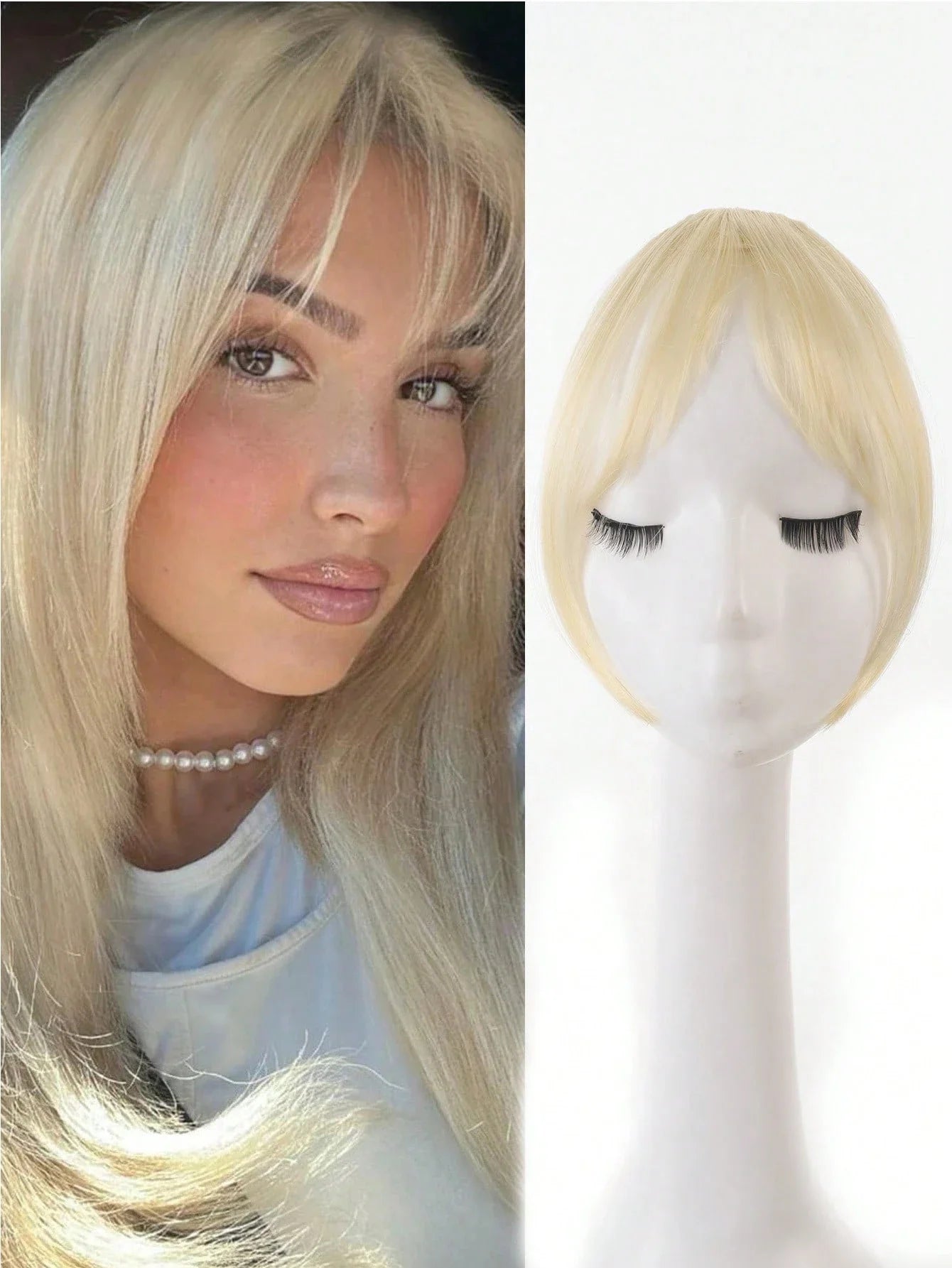 Synthesis Wig Middle-Part Bangs Hair Accessories and Extensions Clip In Forehead Natural Seamless French Oblique Bangs Eight-Character Bangs Hair Wigs within Hair Style