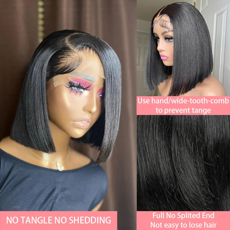 13x4 Bone Straight Lace Frontal Wigs Short Bob Preplucked 4x4 Transparent Lace Front Wig Brazilian 100% Human Hair 12 14 16 Inch