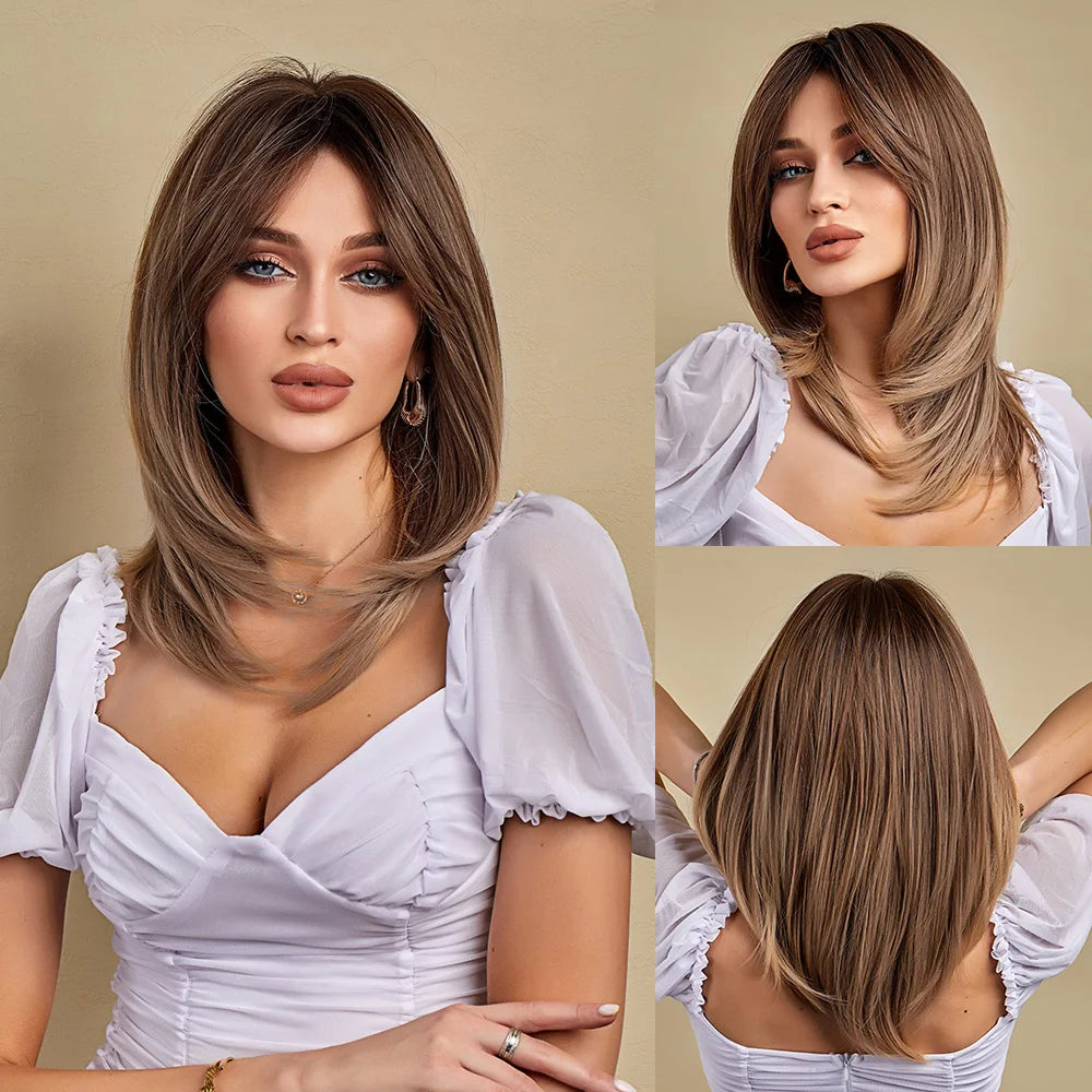 CharmSource Blonde Long Hair Natural Straight Wig Synthetic Wigs  for Women Daily Party High Density