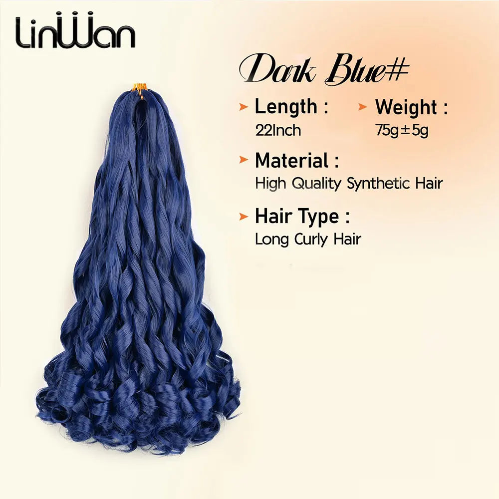French Curly Braiding Hair Wigs 22Inch Synthetic Curly Braiding Wig Hair Pre Stretched Loose Wavy Curl Braiding Hair Accessories and Extensions For Women