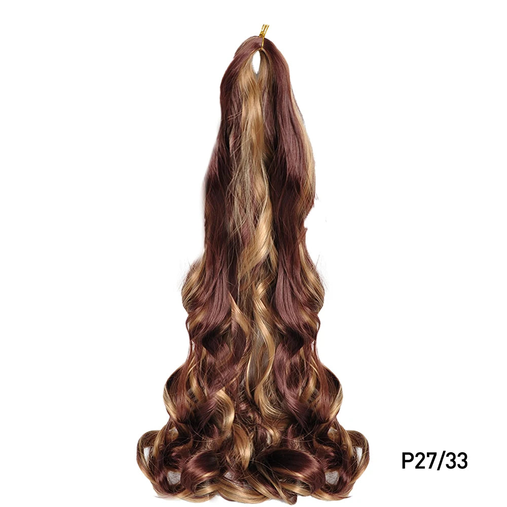 French Curly Braiding Hair Wigs Pre Stretched Bouncy Braiding Wig Hair Easy Braid Curl Braids, Lightweight Synthetic Wavy Hair Accessories and Extensions for Women