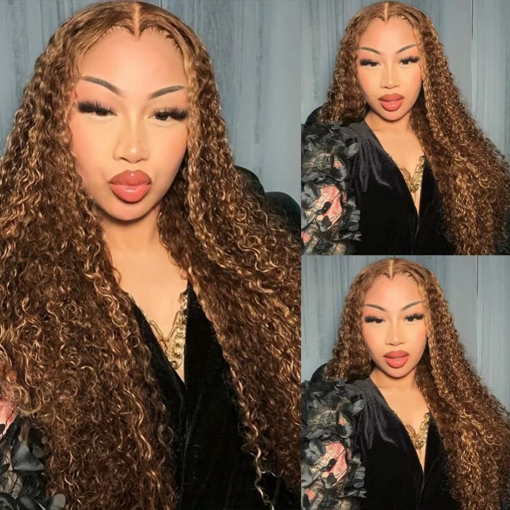 Highlight Deep Wave 4/27 Lace Front Wig Human Hair Wigs 13x6 13x4 HD Lace Frontal Wig 1B/30 Colored Ombre Honey Blonde Human Hair Style Wigs