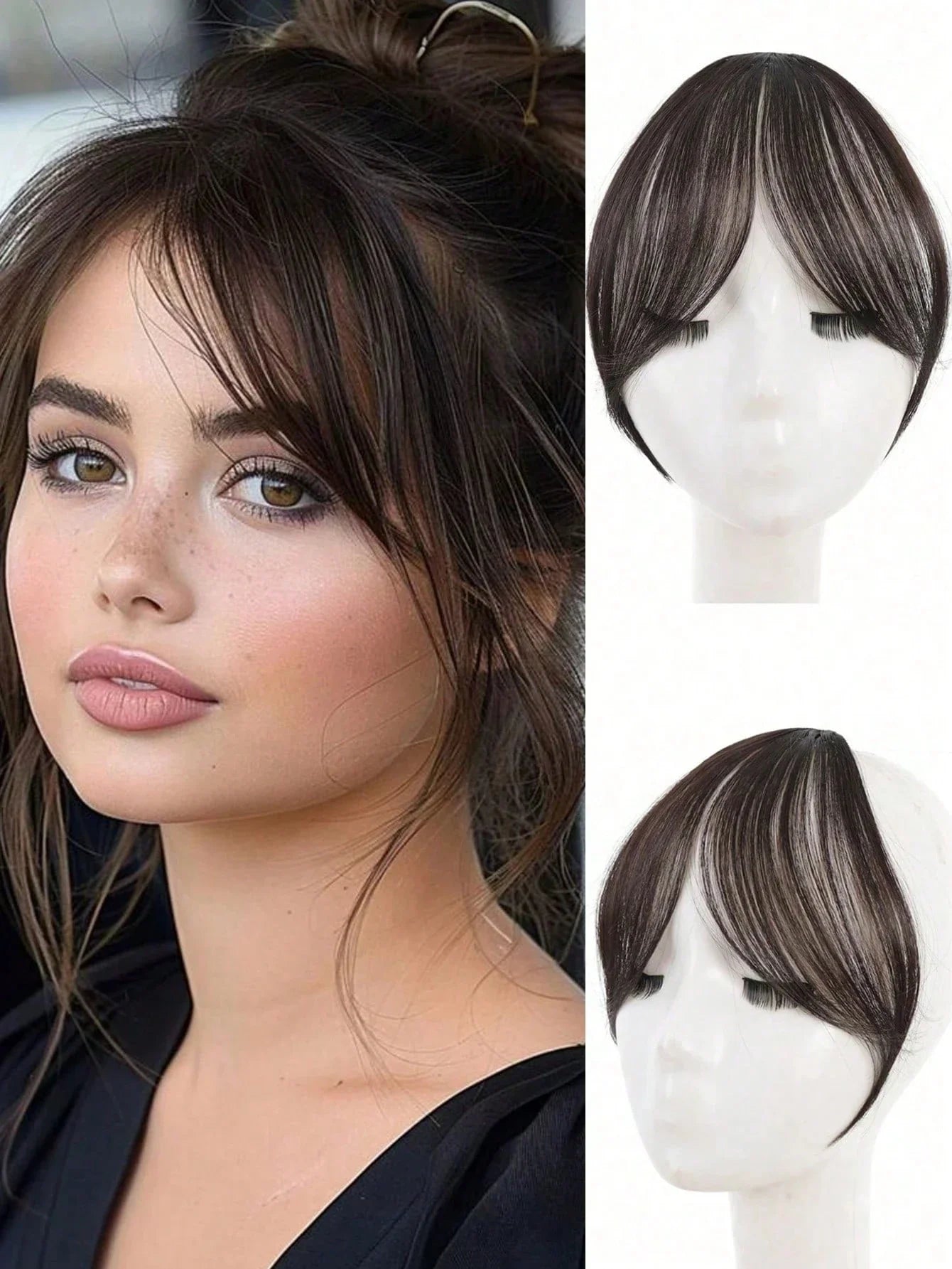 Synthesis Wig Middle-Part Bangs Hair Accessories and Extensions Clip In Forehead Natural Seamless French Oblique Bangs Eight-Character Bangs Hair Wigs within Hair Style