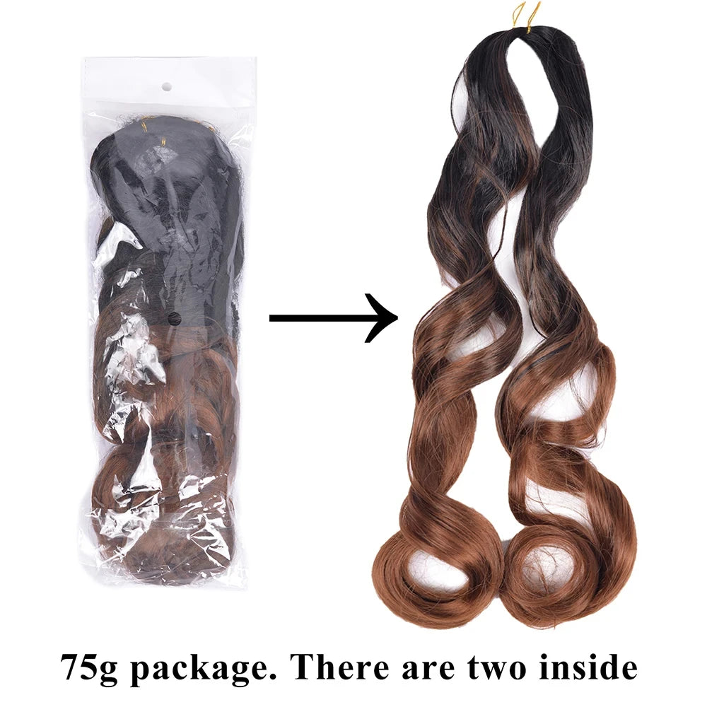 French Curly Braiding Hair Wigs Pre Stretched Bouncy Braiding Wig Hair Easy Braid Curl Braids, Lightweight Synthetic Wavy Hair Accessories and Extensions for Women