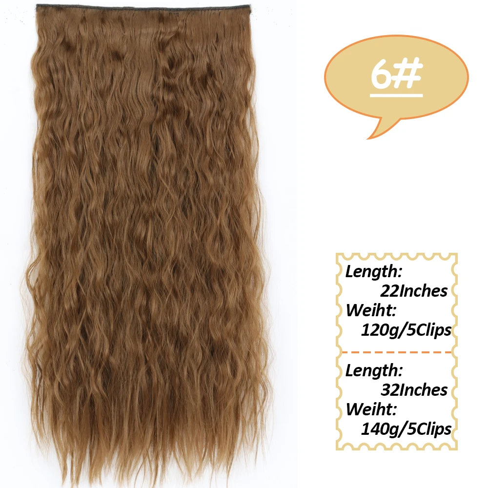 NICESY Synthetic Long Wavy 5 Clips Hair Extensions 22Inch/32Inch Clip On Hair Extensions High Tempreture Fake For Women