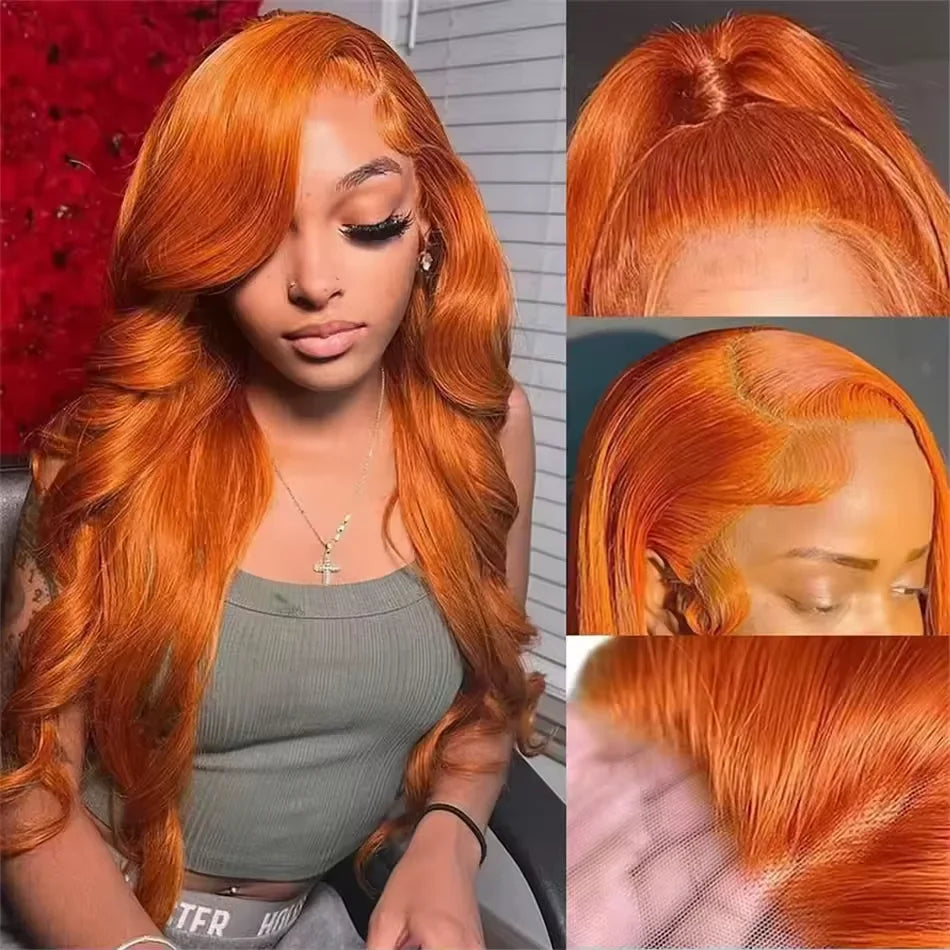 30 Inch Ginger 13x6 Hd Lace Front Human Hair Wig 13x4 Hd Lace Frontal Orange Ginger Colored Body Wave Human Hair Wigs for Women