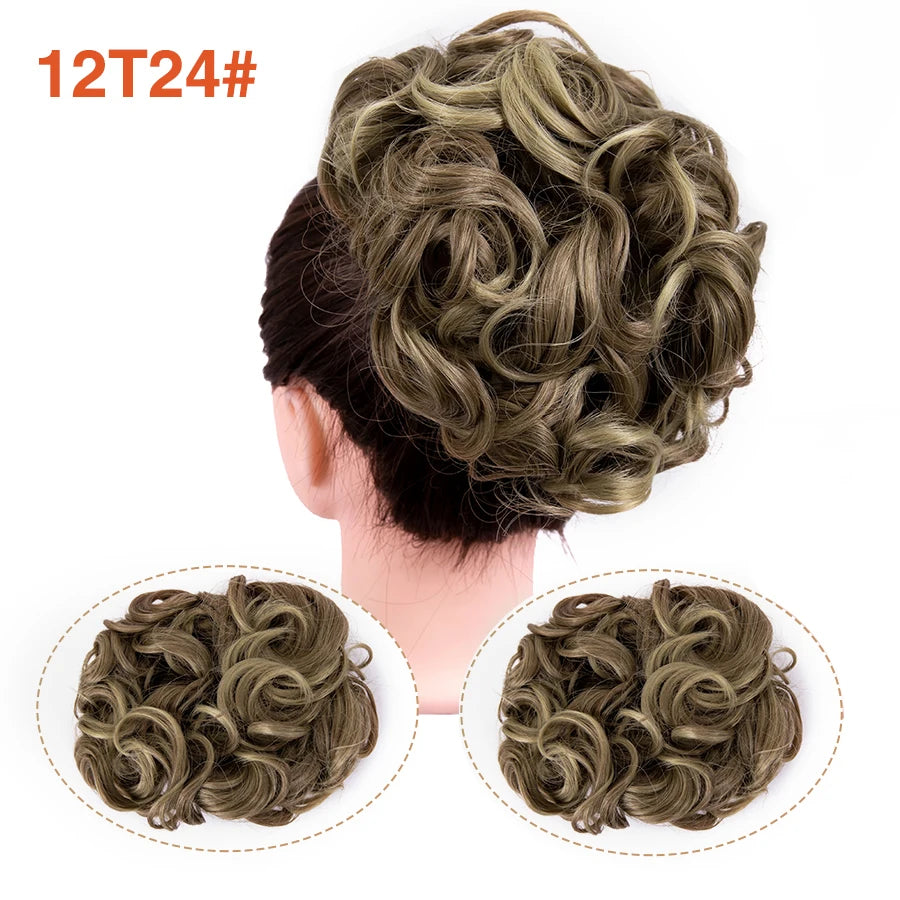 Leeons Syntheic Chignon Hair Wigs piece Curly Bun Hair Extensions and Accessories Scrunchie Updo Hair Pieces Combs In Messy Bun Hair Piece For Women Wig