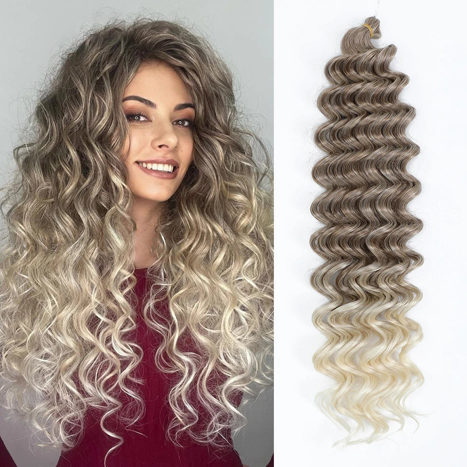 Wig Deep Wave Twist Braiding Hair Extensions and Accessories For Women High Quality Synthetic Crochet Braids Hair 24 Inch Wigs Ombre Bug Brown Afro Curls