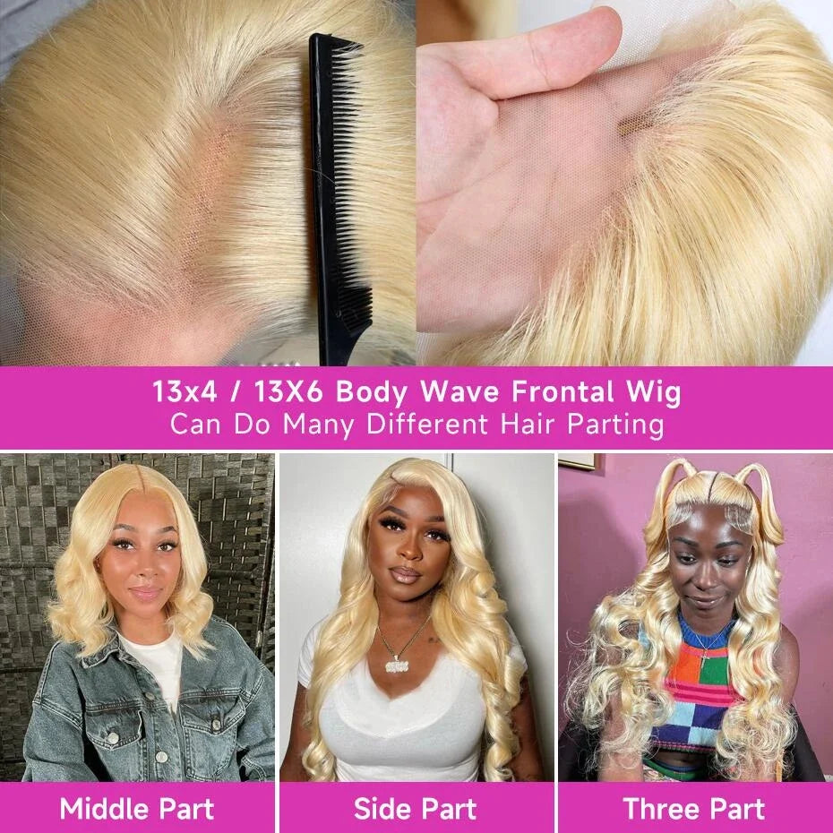 250% Lace Frontal Wig 613 Blonde 13x4 13x6 Body Wave Lace Front Hair Wigs Pre-plucked Brazilian Lace Front Human Wings Hair 28 32 38 Inch