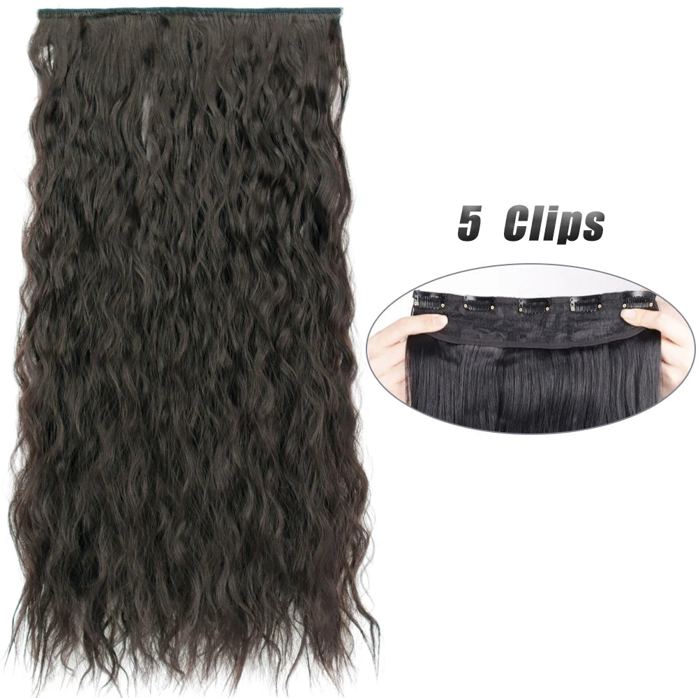 Synthetic Wig 5 Clip In Hair Accessories and Extensions Long Straight Wigs Hair Style Hairpiece Black Brown Blonde 80CM Natural Fake Hair For Women