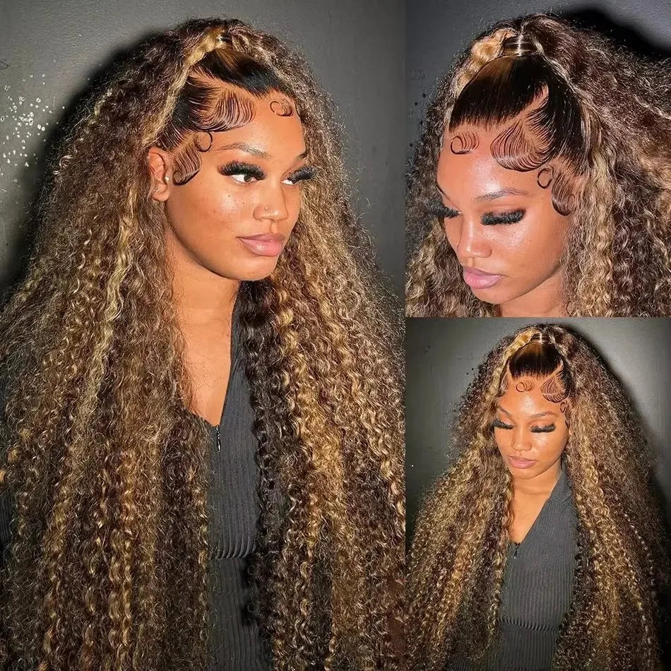 P427 Highlight Wig Human Hair Style Wigs Hd Lace Wig 13X6 Human Hair Deep Wave Frontal Wig Curly P1B30 Lace Front Hair Wigs Brazilian 250 Density