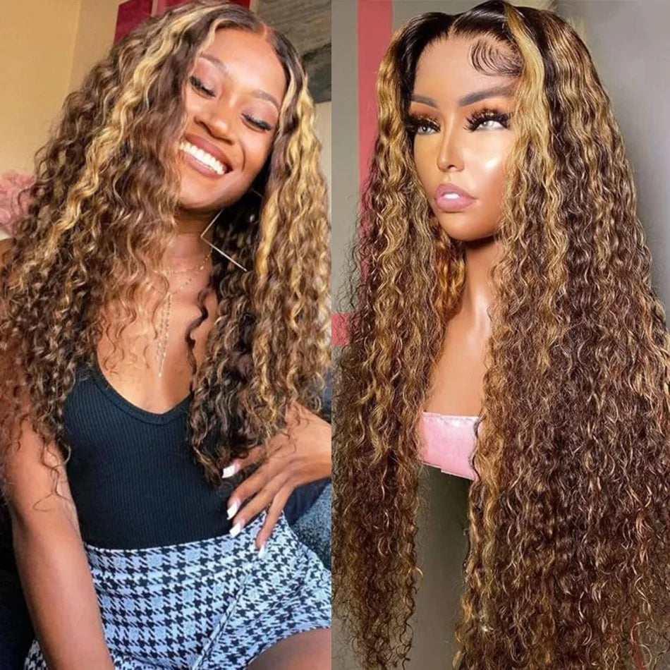 P427 Highlight Wig Human Hair Style Wigs Hd Lace Wig 13X6 Human Hair Deep Wave Frontal Wig Curly P1B30 Lace Front Hair Wigs Brazilian 250 Density