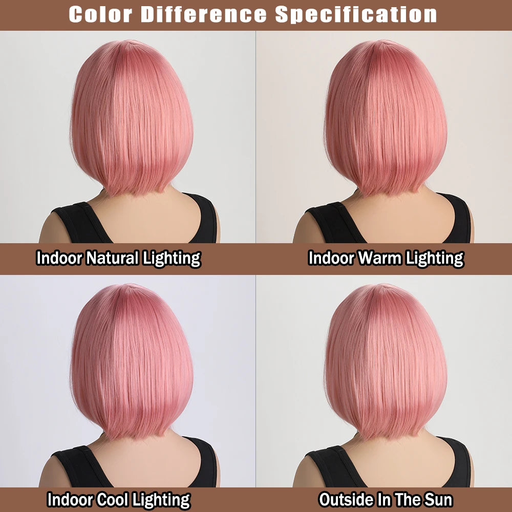 Heat Resistant Short Bob Wig with Bangs for Women Hair Wigs Perfect for Halloween Birthday Costume Party Or Daily Use, Hair Style