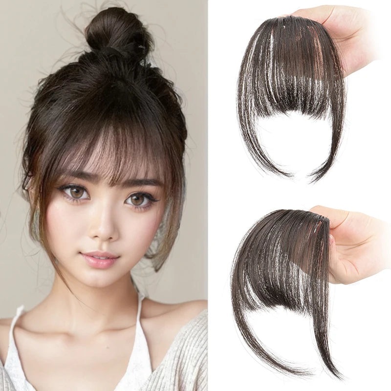 Synthetic Fake Invisible Air Bangs Wig Hair Accessories and Extension Front Fringes Hairpiece Black Brown Wigs Hair Accessories and Extension for Women