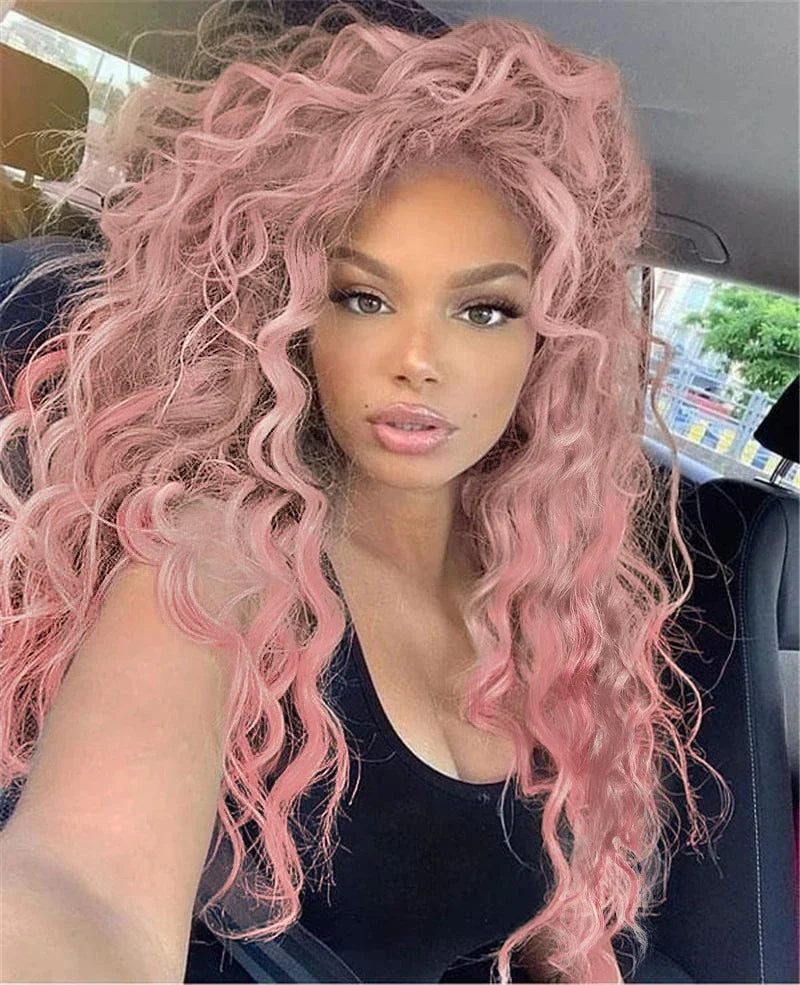 Womens Wig Long Synthetic Hair Ombre Blonde Curly Hair Wigs Female Natural Wavy Drag Queen Regular Wig 80s Gradient Hair Style Wigs for Student