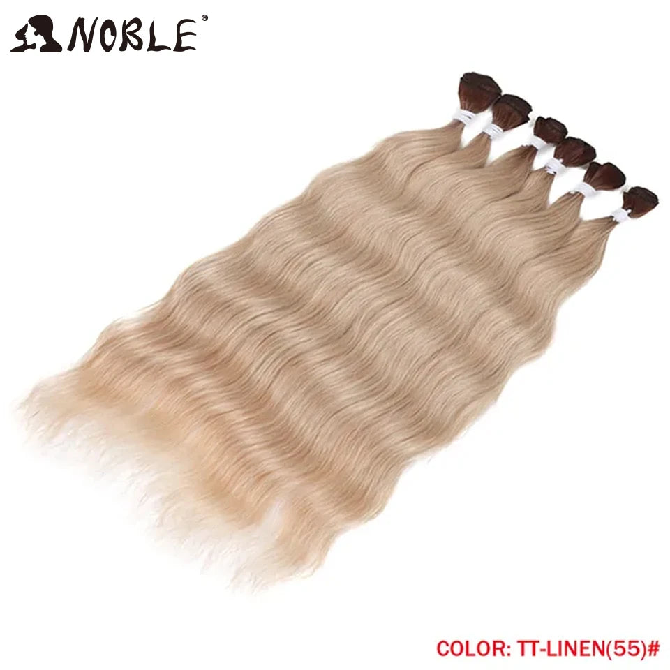 Noble Hair Wigs Water Wave Hair Bundles Synthetic Hair Extensions and Accessories Ombre Blonde Hair Weave Bundles 6Pcs/Pack 20 Inch Wig Hair Extensions