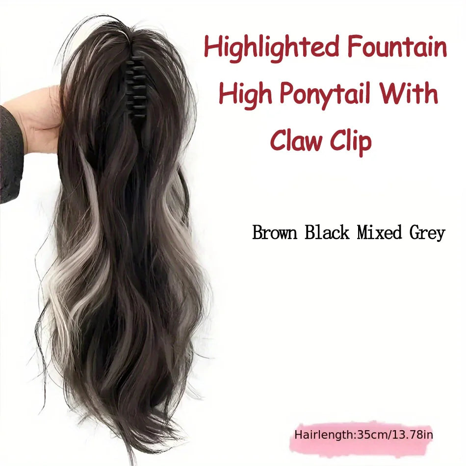 12Inch Short Wavy Synthetic Claw Clip Ponytail Hair Extensions and accessories wigs Heat Resistant Hair Ponytail With Grab Clips For Women Hair Style Daily Use