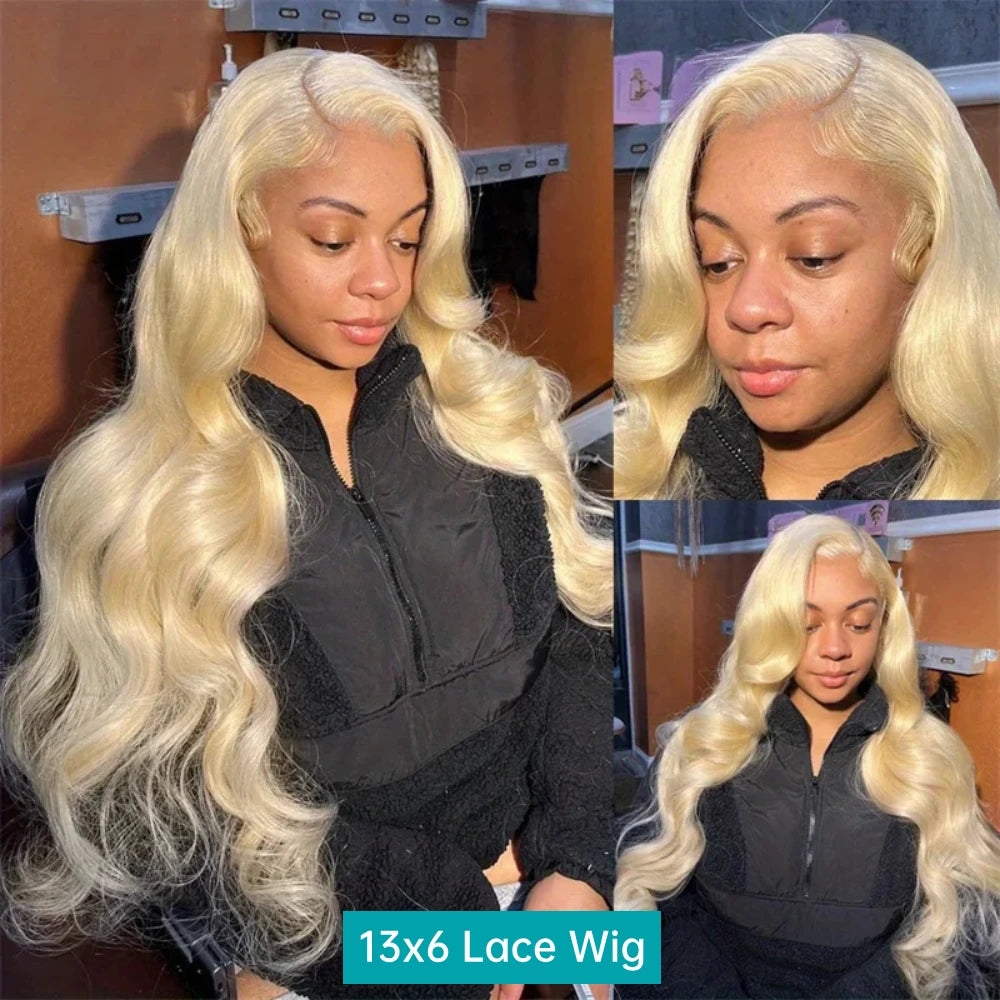 613 13x6 Lace Front Wig Human Hair Body Wave Blonde Lace Frontal Wigs for Women 200 Density Natural Hairline With Baby Hair