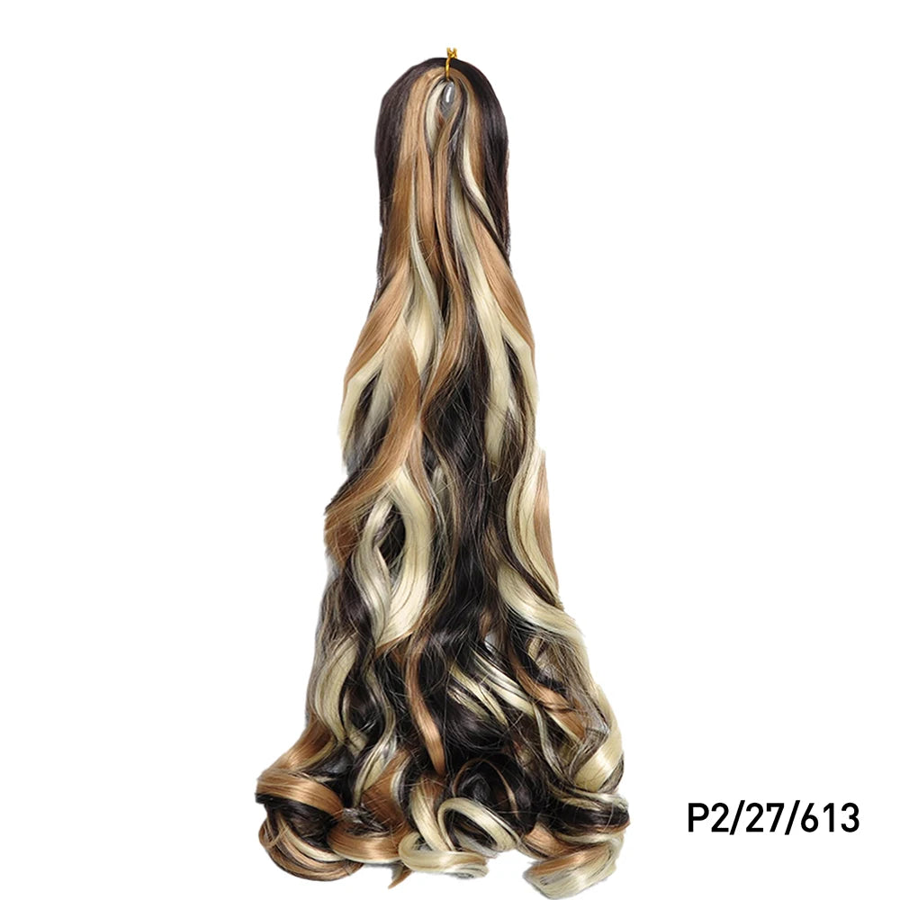 French Curly Braiding Hair Wigs Pre Stretched Bouncy Braiding Wig Hair Easy Braid Curl Braids, Lightweight Synthetic Wavy Hair Accessories and Extensions for Women