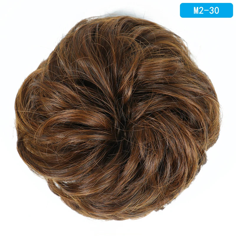 AZQUEEN Messy Bun Hair Extension Synthetic Elastic Band Curly Wave Chignon Scrunchies Donut Updo Hairpiece For Women