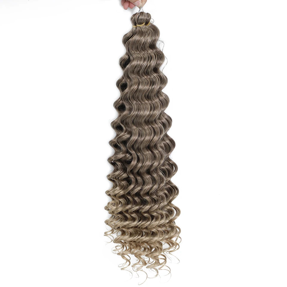 Wig Deep Wave Twist Braiding Hair Extensions and Accessories For Women High Quality Synthetic Crochet Braids Hair 24 Inch Wigs Ombre Bug Brown Afro Curls