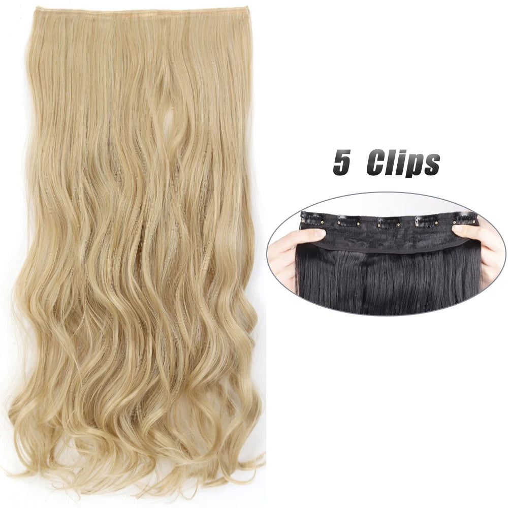 Synthetic Wig 5 Clip In Hair Accessories and Extensions Long Straight Wigs Hair Style Hairpiece Black Brown Blonde 80CM Natural Fake Hair For Women