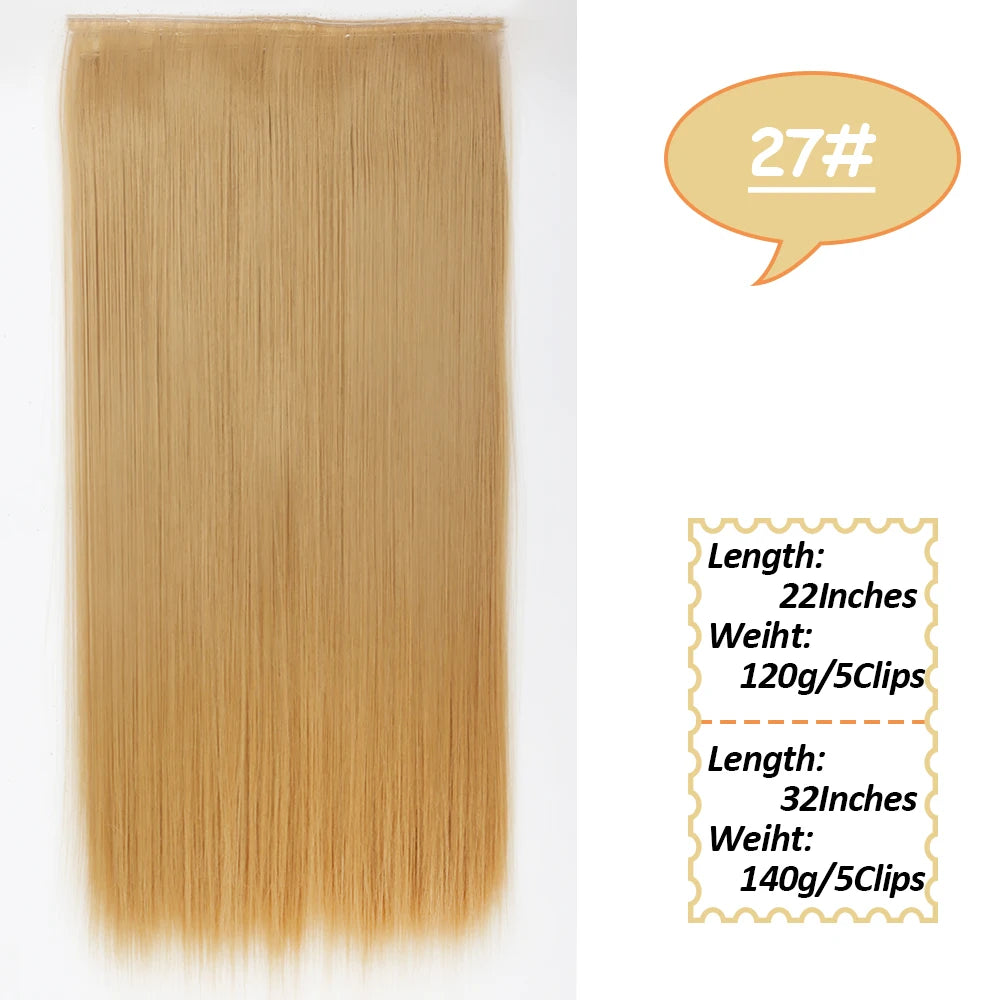 NICESY Synthetic Long Wavy 5 Clips Hair Extensions 22Inch/32Inch Clip On Hair Extensions High Tempreture Fake For Women
