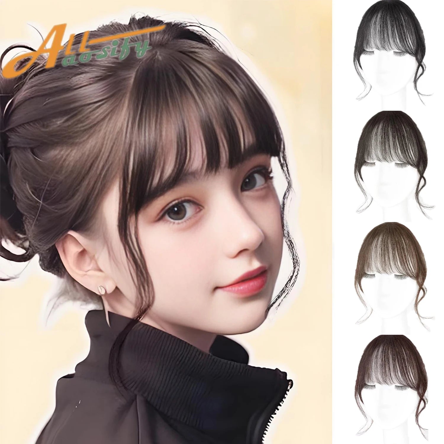 Synthetic Hair Wigs Clip In Double sideburns dragon whiskers bangs Invisible Front Fringes Clip in Wig Hair Style Air Fake Hair Bangs For Women