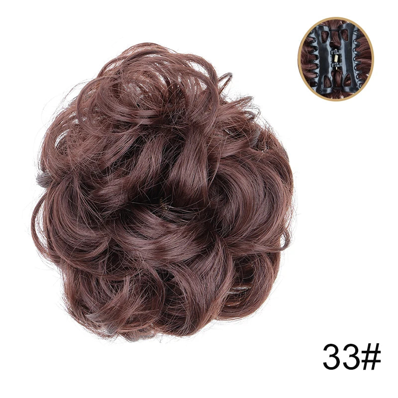 Synthetic Messy Wigs Bun Hair Chignon Updo Claw Clip Hair Extension and Accessories Short Curly Wavy Black Blonde Hairpiece for Women of Hair Wig