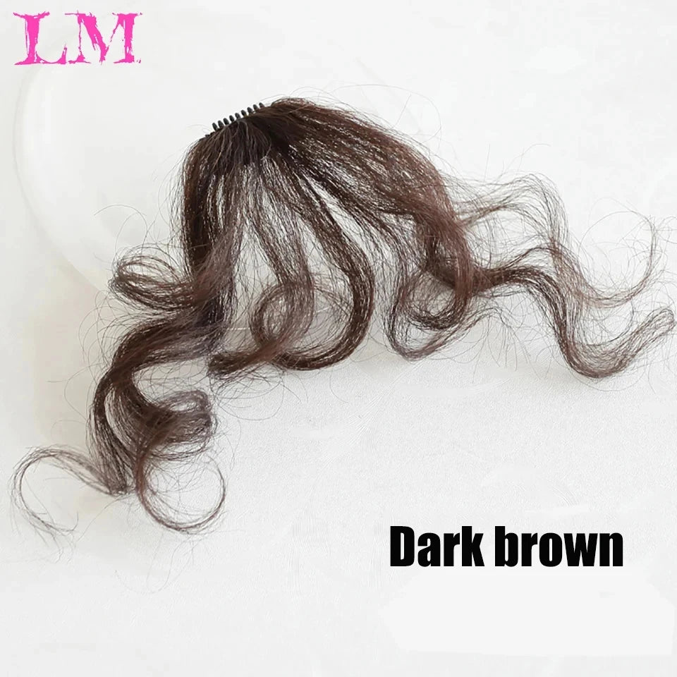LM Curly Straight Hair Wigs Bangs Clip Natural Hair Style Black Dark Brown Light Brown Synthetic Heat-Resistant Fiber Suitable For Women Wig