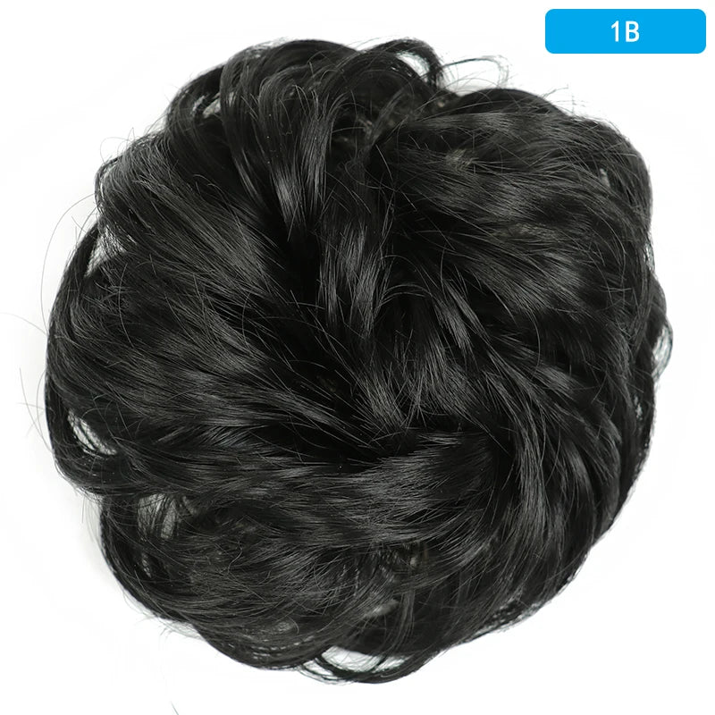 AZQUEEN Messy Bun Hair Extension Synthetic Elastic Band Curly Wave Chignon Scrunchies Donut Updo Hairpiece For Women