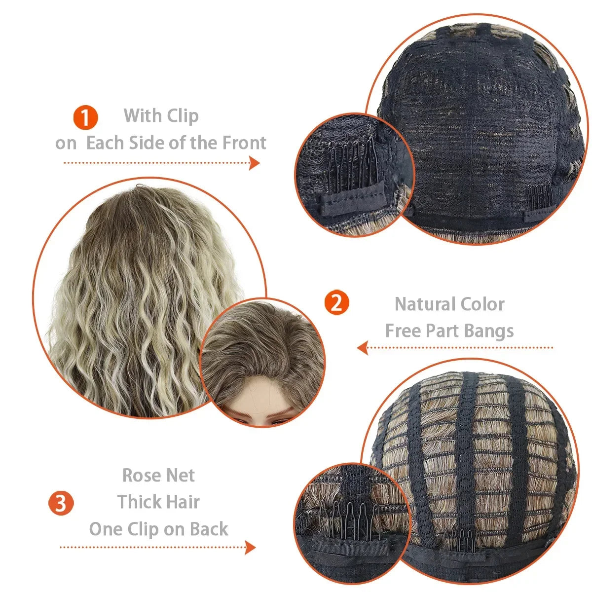 Womens Wig Long Synthetic Hair Ombre Blonde Curly Hair Wigs Female Natural Wavy Drag Queen Regular Wig 80s Gradient Hair Style Wigs for Student