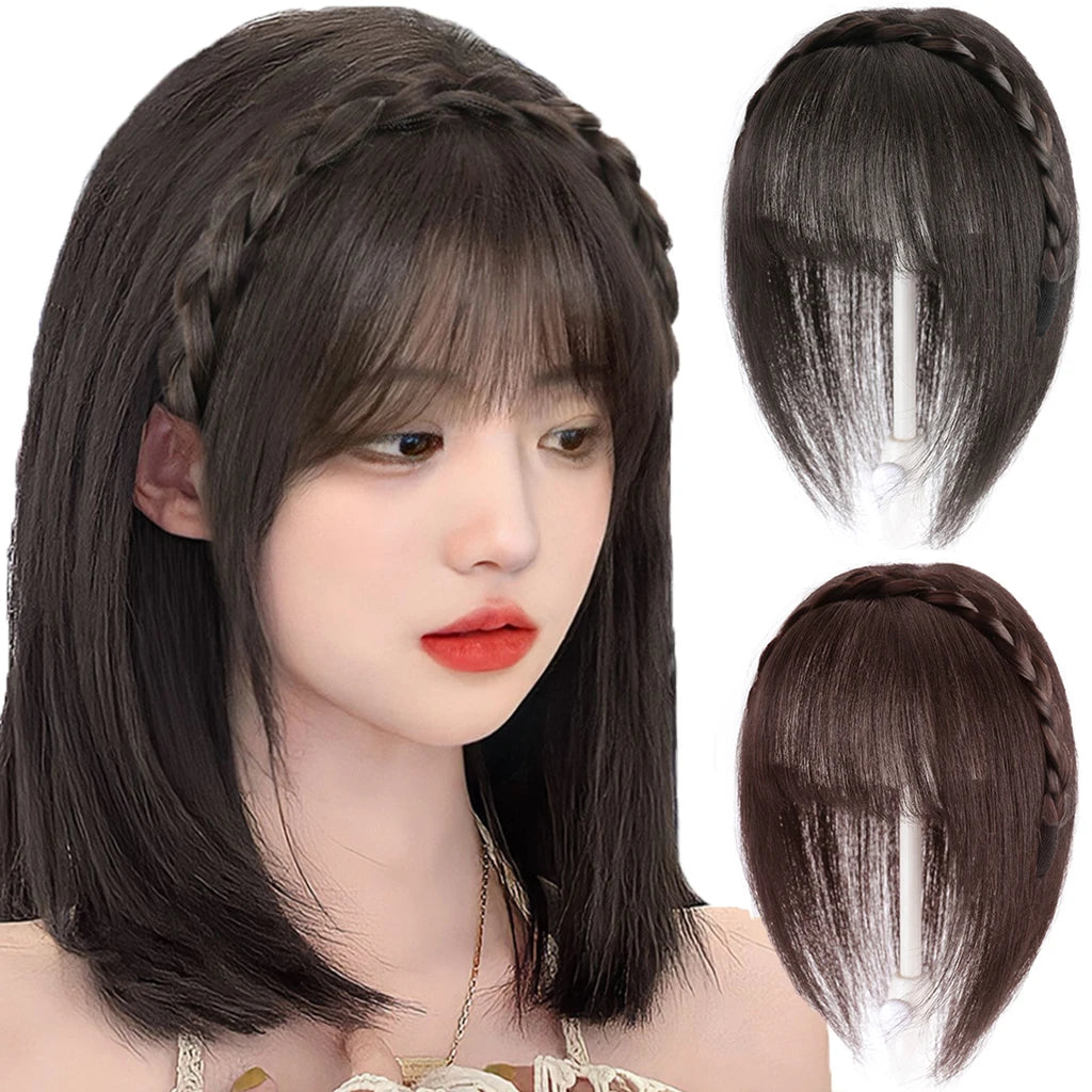 Wig Bangs Headband Synthetic Bangs Hair Extension and Accessories Fake Fringe Natural Hair Clip on Hairpieces for Women Invisible Natural Hair Wigs Clip