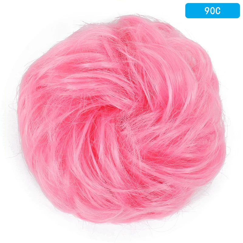 AZQUEEN Messy Bun Hair Extension Synthetic Elastic Band Curly Wave Chignon Scrunchies Donut Updo Hairpiece For Women