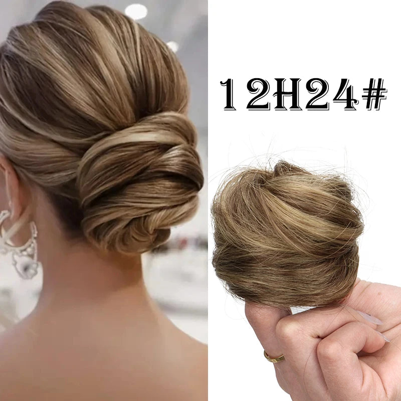 WIGSIN Synthetic Messy Dount Hair Wigs Buns Updo Chignon With Elastic Hair Extension and Accessories for Women Daily Lazy Wigs Hair Accessories