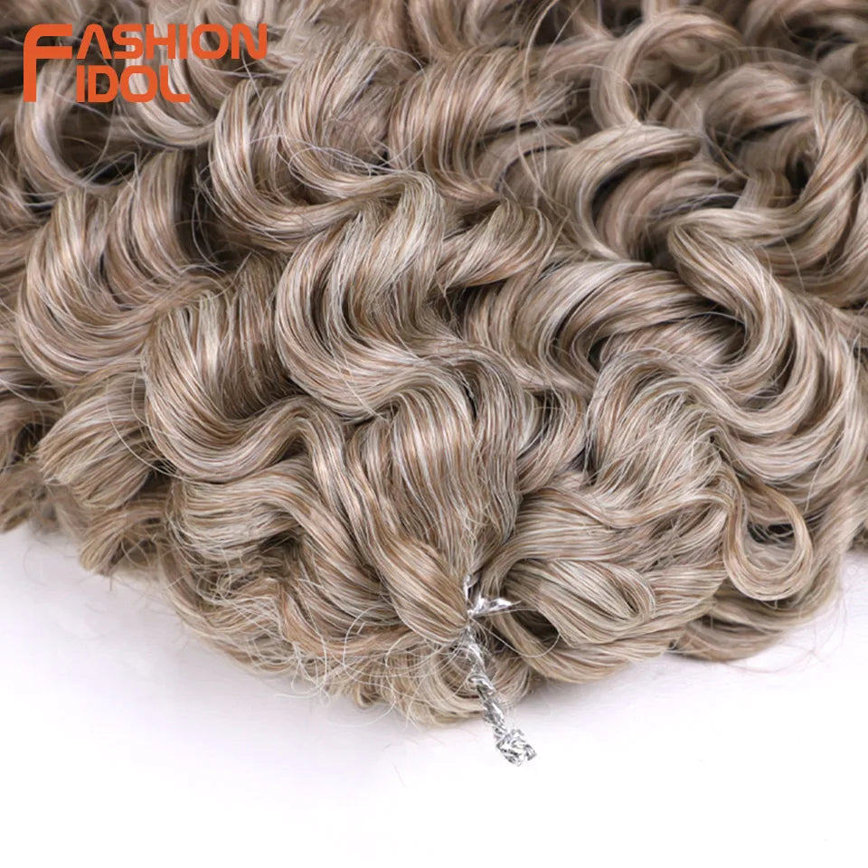 FASHION IDOL 300g 3pcs Wig Passion Twist Braiding Hair Wigs Synthetic 12 Inch Crochet Hair Ombre Blonde Afro Kinky Curly Hair Extensions and Accessories