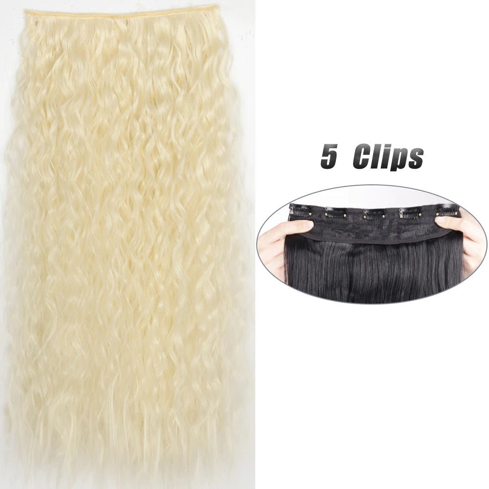 Synthetic Wig 5 Clip In Hair Accessories and Extensions Long Straight Wigs Hair Style Hairpiece Black Brown Blonde 80CM Natural Fake Hair For Women