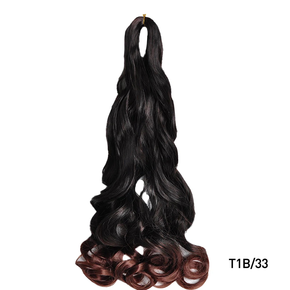 French Curly Braiding Hair Wigs Pre Stretched Bouncy Braiding Wig Hair Easy Braid Curl Braids, Lightweight Synthetic Wavy Hair Accessories and Extensions for Women